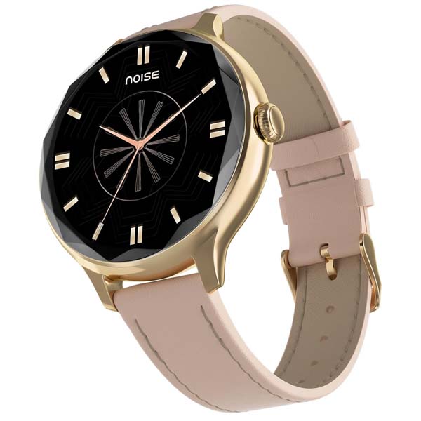 Noise Diva Smartwatch with Diamond Cut dial AMOLED Display Leather Strap 100+ Watch Faces, Female Cycle Tracker for Women (Rose Pink)