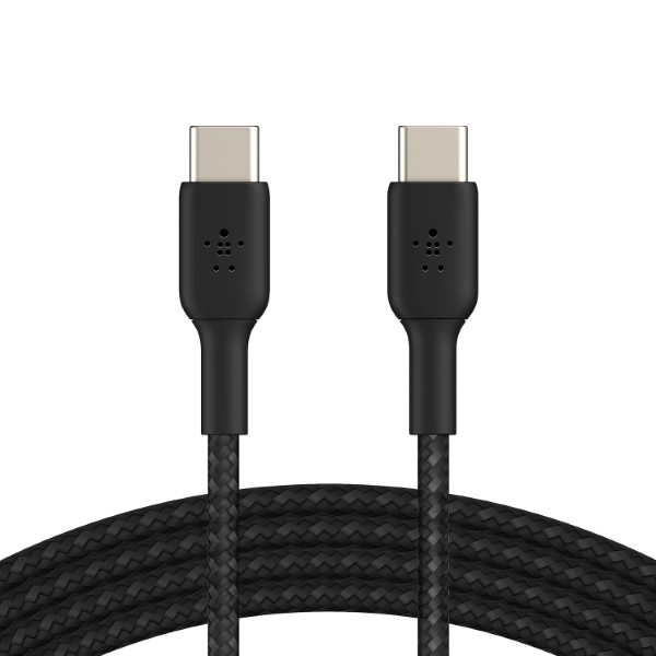 Belkin USB-IF Certified Braided 60 W USB-C to USB-C (Type C) Charge cable, 6.6 Feet / 2 Meter, Black