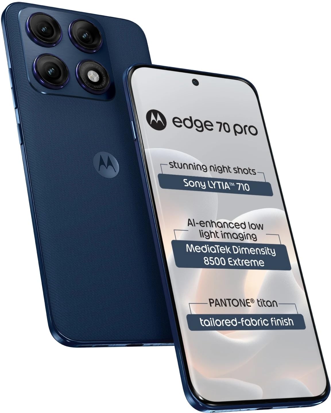 Motorola Edge 70 Pro (Tailored Fabric, Pantone Titan Blue, 8GB RAM, 256GB Storage)