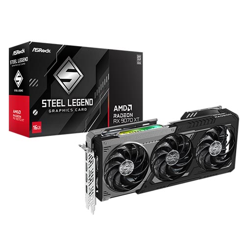 Asrock AMD Radeon RX 9070 XT Steel Legend Dark 16GB Graphic Card RX9070XT SLD 16G