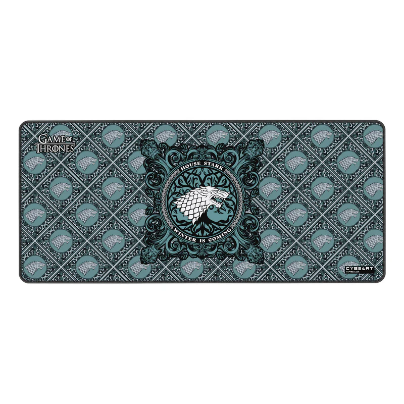 Cybeart | House Stark Gaming Desk Mat (XXL – 900x400x4mm) | Waterproof, Never Slip Base, Stitched Edges, Esports Grade