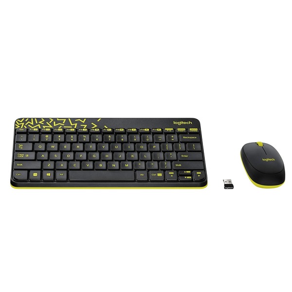 Logitech MK240 Nano Wireless USB Keyboard and Mouse Combo (Black/Chartreuse Yellow)