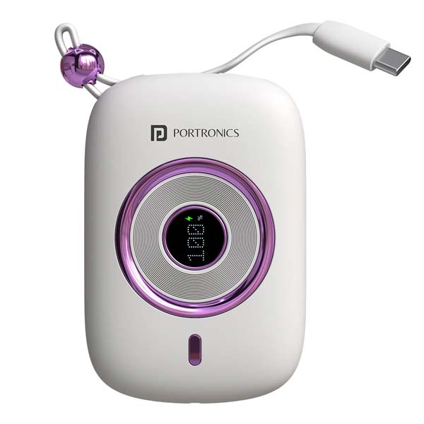 Portronics Power Shutter Pro 35W 10000mAh SuperFast Charging Wired Powerbank (White)