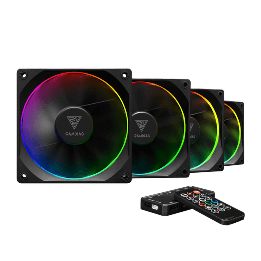 GAMDIAS Aeolus M3-1204R ARGB PWM 120mm Case Fan Kit (4-Pack)