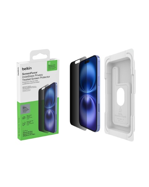 Belkin iPhone 16 Plus Privacy Full Screen Protector Tempered Glass with Easy Align Tray
