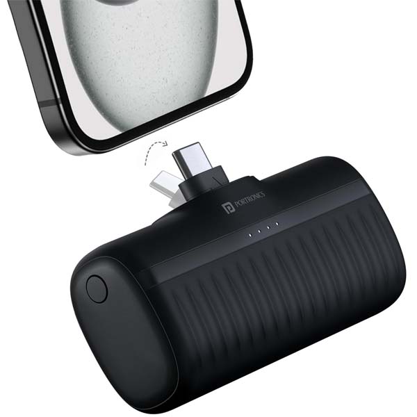 Portronics Power Pebble 5000mAh 20W Fast Charging Nano Powerbank (Black)