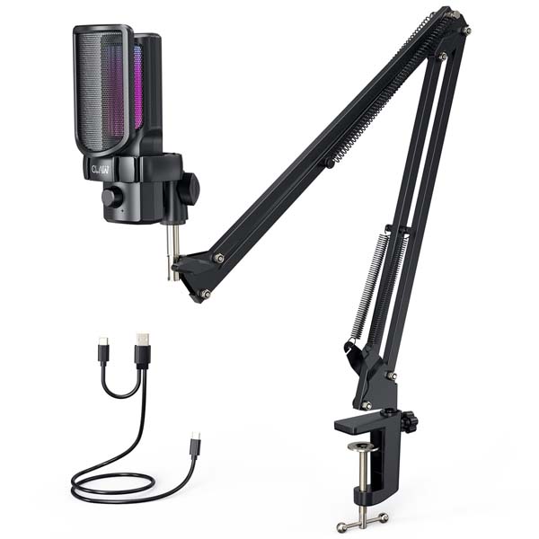 CLAW GM17 Kit Condenser RGB Gaming Mic Kit with Cardioid, Gain Knob,Headphone Monitoring, Touch Mute, Pop Filter, Type-C for Streaming, Podcast, YouTube, Twitch, Discord – Mobile/PC/Mac/PS4/PS5/Tablet