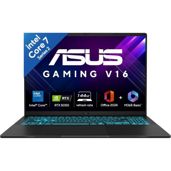 ASUS Gaming V16, Gaming Laptop, Intel Core 7 240H (16GB/512GB/RTX 5050/40.64 cms (16) WUXGA/Windows 11 Home/Office Home 2024 + M365 Basic (1 Year Validity)*) V3607VH-RP038WS