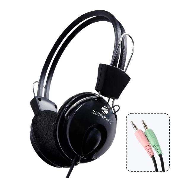 Zebronics Zeb Pleasant Wired Over Ear Wired Headphones with Mic (Black)