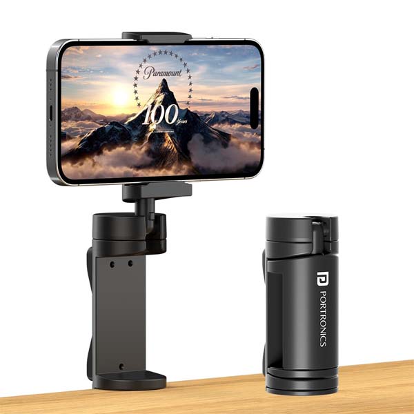 Portronics Mobot Clip Mobile Holder with 360° Adjustable Angles (Black)
