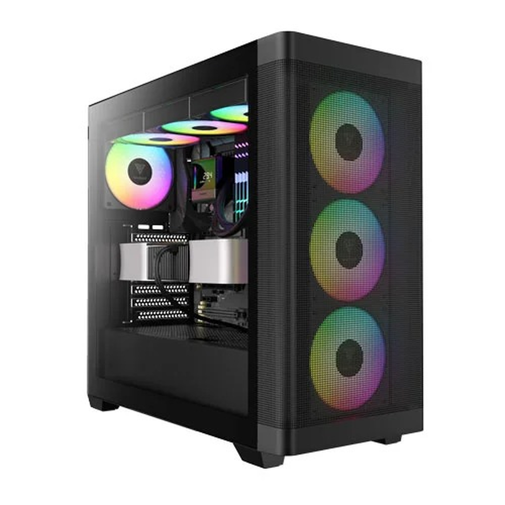 GAMDIAS ATHENA M3 ARGB E-ATX Mid Tower Gaming Case (Black, Mesh Front, 4 ARGB Fans)