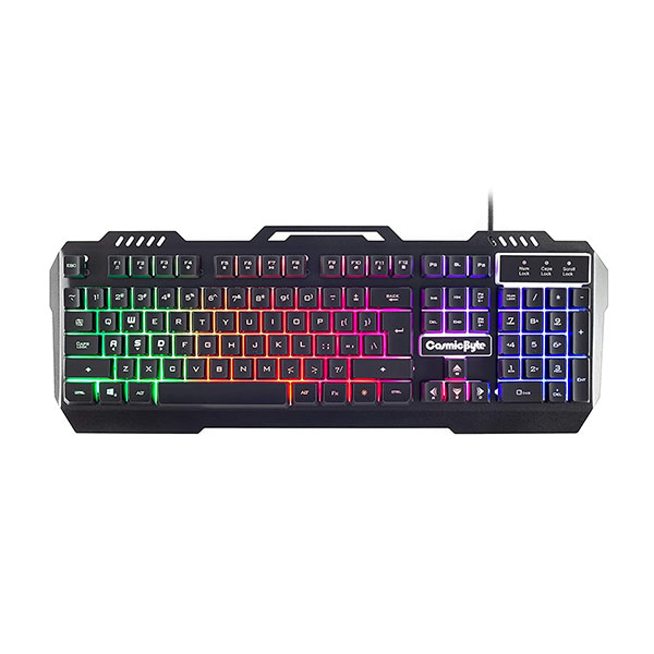 Cosmic Byte CB-GK-05 Titan Wired Gaming Keyboard with Aluminum Body, Rainbow Backlit Keycaps, Braided Cable