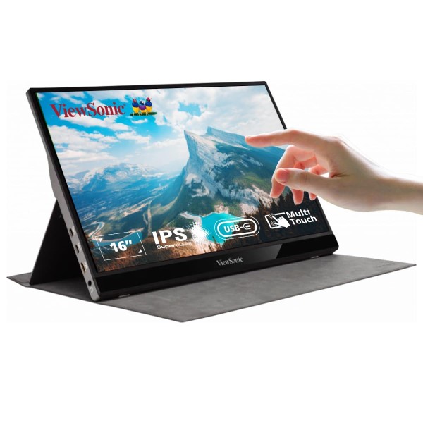 ViewSonic TD1655 16″ FHD IPS Portable Touch Monitor Metallic Silver