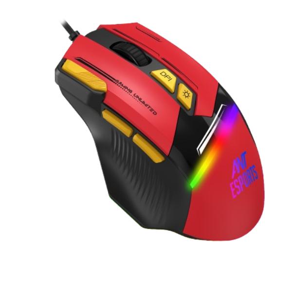 Ant Esports GM333 12800DPI RGB Wired Gaming Mouse Red/Black/Yellow