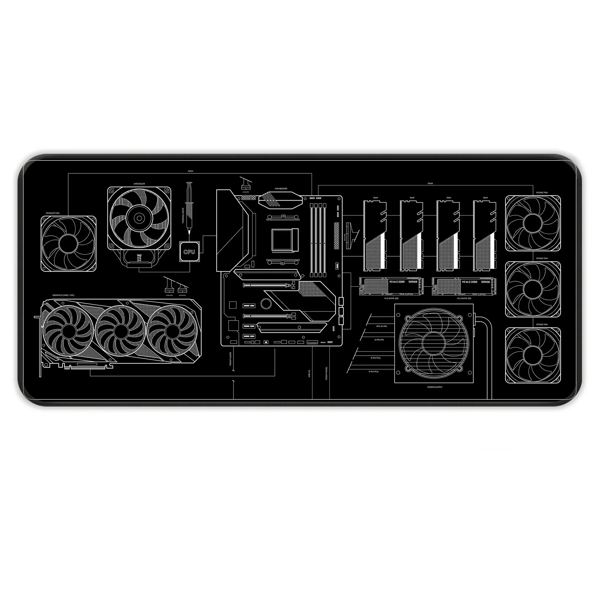 PC Building Guide – Black – E-XL Mousepad