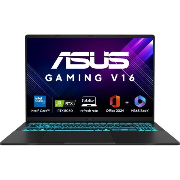 ASUS Gaming V16, Gaming Laptop, Intel Core 7 240H (16GB/512GB/RTX 5060/40.64 cms (16) WUXGA/Windows 11 Home/Office Home 2024 + M365 Basic (1 Year Validity)*) V3607VM-RP057WS