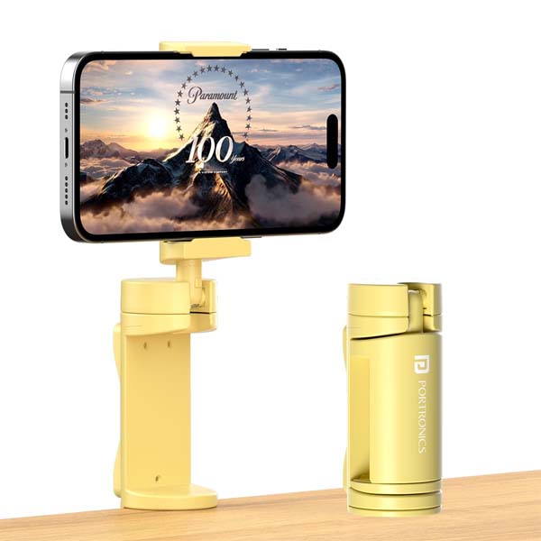 Portronics Mobot Clip Mobile Holder with 360° Adjustable Angles (Yellow)