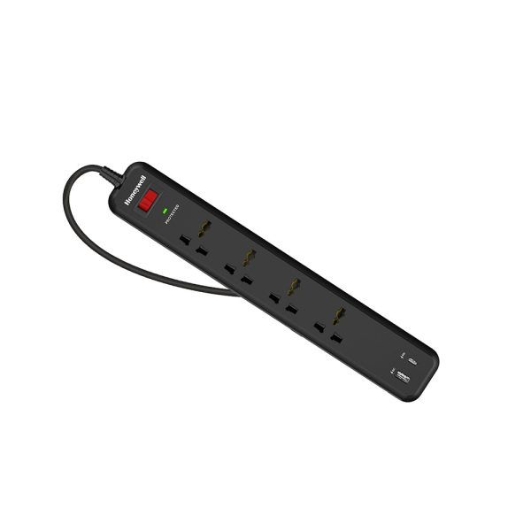 Honeywell 4 Out Surge Protector/Spike Guard/Extension Board PD18W with USB