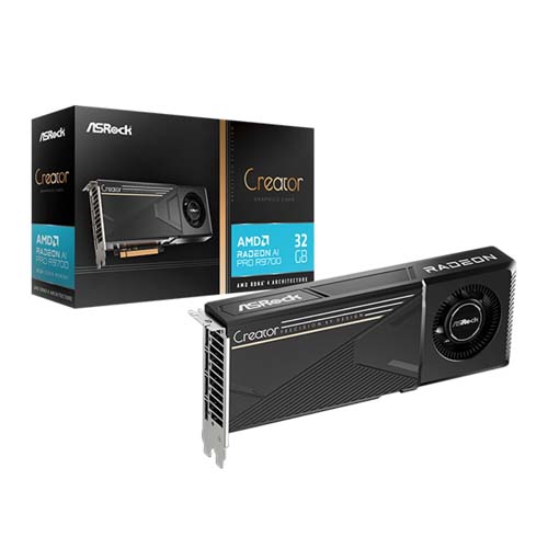 Asrock AMD Radeon AI PRO R9700 Creator 32GB Graphic Card R9700 CT 32G