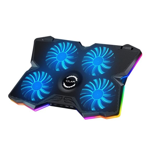 CLAW Arctic K25 PRO – 4 Motors RGB Laptop Cooling Pad with Adjustable Height (Black)