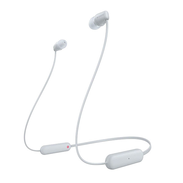 Sony WI-C100 Wireless Headphones in-Ear Bluetooth Headset with mic for Phone Calls (White)