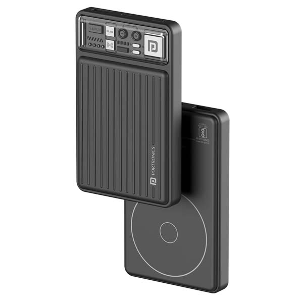 Portronics Luxcell Wireless Mini 10k 10000mAh 15W Magnetic Wireless Fast Charging Nano Power Bank (Black)