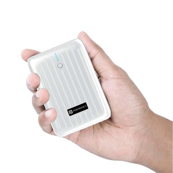 Portronics Zapcell 10k 10000mAh 22.5W Pocket Size Nano Powerbank (White)