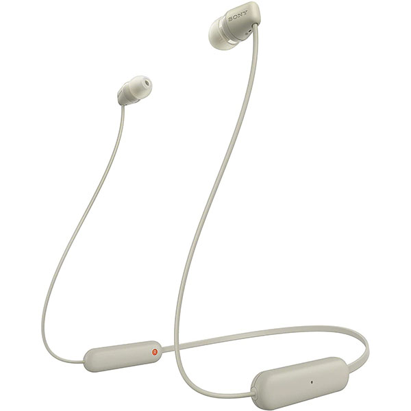 Sony WI-C100 Wireless Headphones in-Ear Bluetooth Headset with mic for Phone Calls (Taupe)