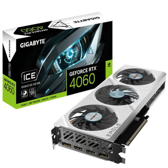 GIGABYTE GeForce RTX 4060 EAGLE OC ICE 8G Graphics Card (GV-N4060EAGLEOC ICE-8GD)