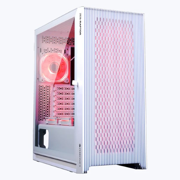 ZEBRONICS Raptor Mid-Tower Premium Gaming Cabinet White