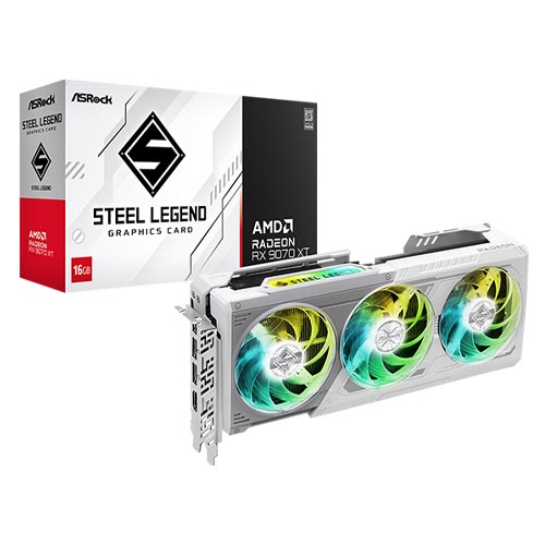Asrock AMD Radeon RX 9070 XT Steel Legend White 16GB Graphic Card RX9070XT SL 16G WH