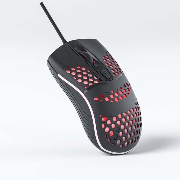 HAMMOK BREE Optical LED Breathing Light Ergonomic Wired USB Gaming Backlit Mouse (Black)