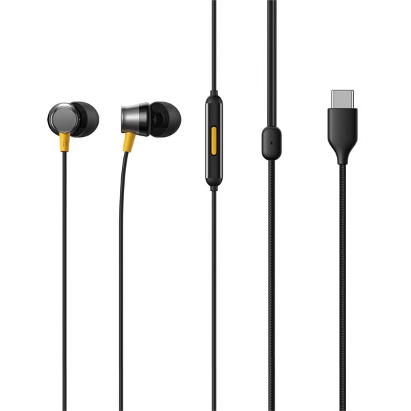 Realme Buds 3 Wired Earphone with Type-C Jack, HD Microphone and Tangle-free Cable (Black)