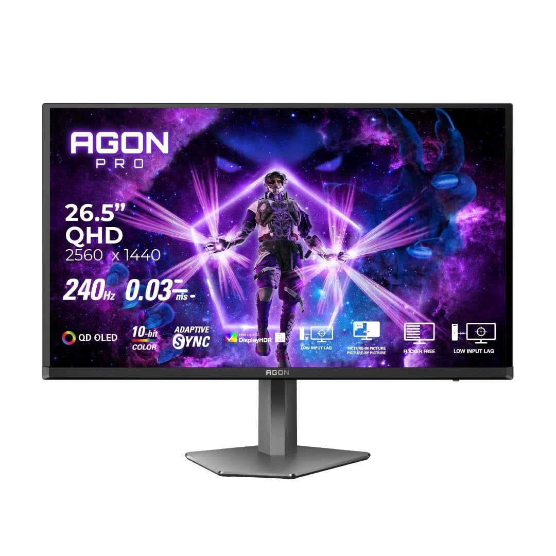 AOC AGON PRO AG276QZD2 27" QHD QD-OLED Gaming Monitor | 240Hz, 0.03ms GtG, HDR TrueBlack 400