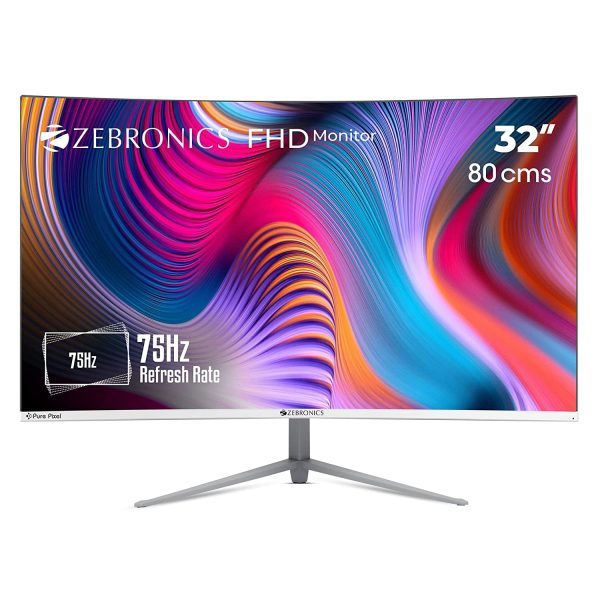 ZEBRONICS Zeb-AC32FHD LED Curved 75Hz 80Cm (32″) (81.28 Cm) 1920×1080 Pixels FHD Resolution Monitor (Black)
