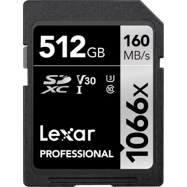 Lexar 512GB Professional 1066x SDXC UHS-I Memory Card (SILVER Series)