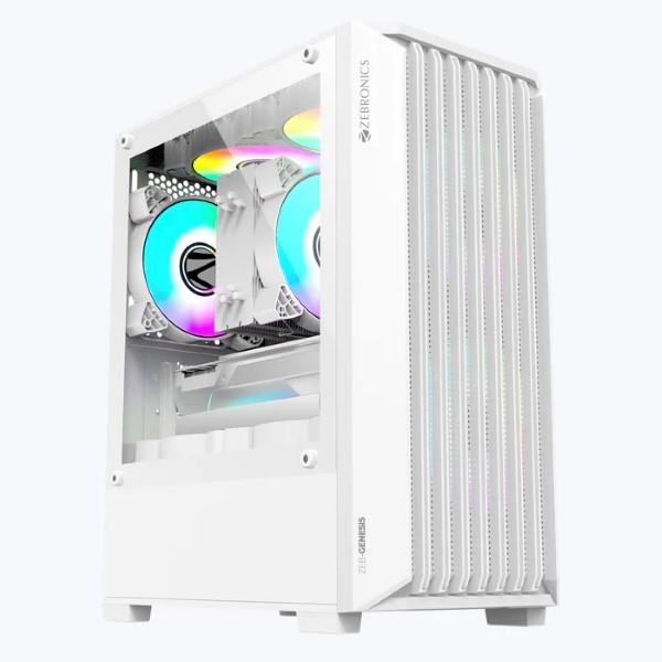 Zebronics Genesis Mid Tower Gaming Cabinet – White