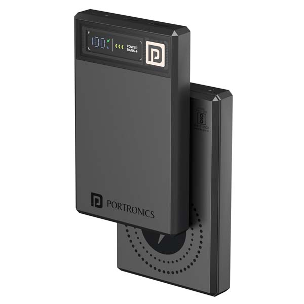 Portronics Luxcell MagClick 10k 10000 mAh 15W Magnetic Wireless Fast Charging Nano Power Bank (Dark Grey)