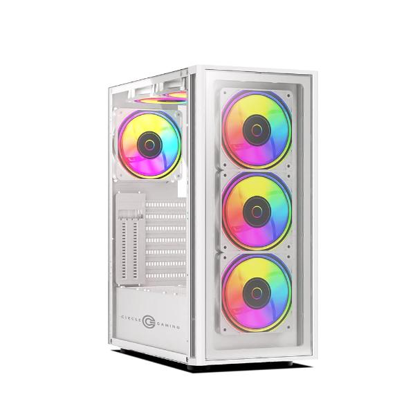 Circle Elegantor X5 ARGB Mid-Tower Computer Case Gaming Cabinet – White