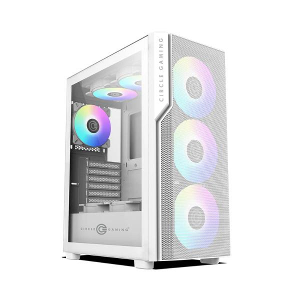 Circle Eliminator X5 Mid-Tower Computer Case Gaming Cabinet – White