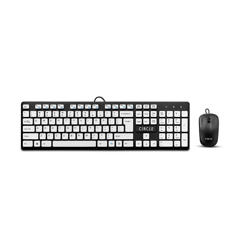 Circle C43 Slim Multimedia Wired Keyboard & Mouse Combo – White
