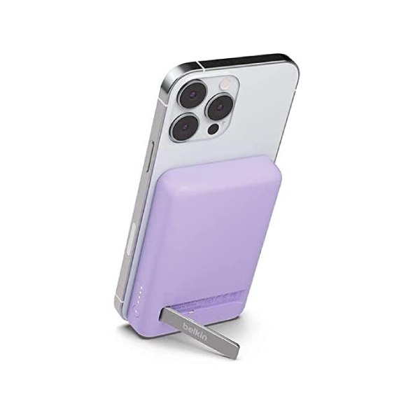 Belkin BoostCharge 5000 mAh MagSafe Wireless Power Bank With 7.5W Charging Speed, Purple