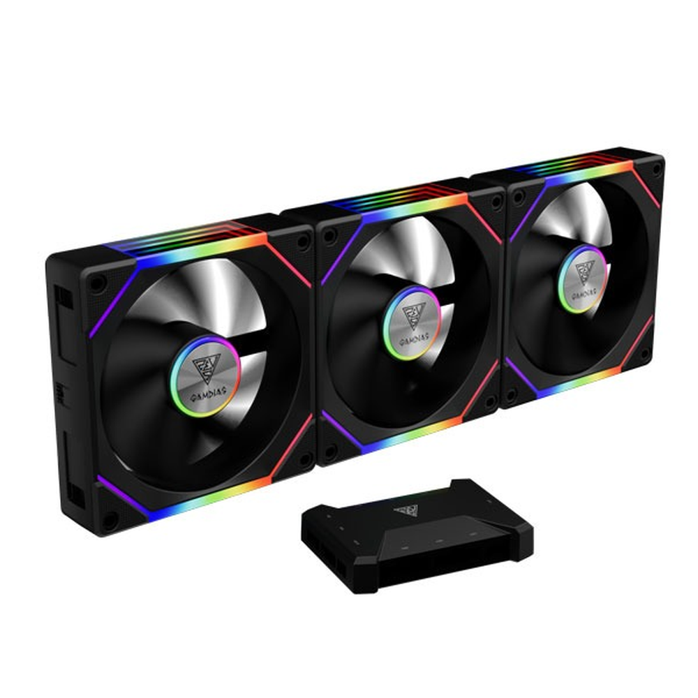 GAMDIAS Aeolus P2-1203U 120mm ARGB PWM Case Fan (Triple Pack with USB AEOLUS Box II)