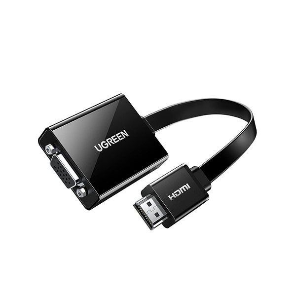 UGREEN Active HDMI to VGA Adapter Converter with 3.5 mm Audio Jack up to 1920 * 1080@60Hz for PC, Laptop, Ultrabook, Raspberry Pi, Chromebook (Black)