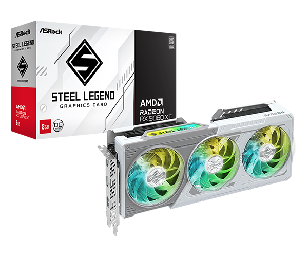 ASRock Radeon RX 9060 XT Steel Legend OC 8GB GDDR6 Graphics Card