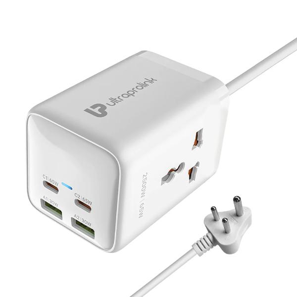 UltraProlink Power Qube 65 2 Socket Surge Protector with 4 USB Ports (65W) UM1165U
