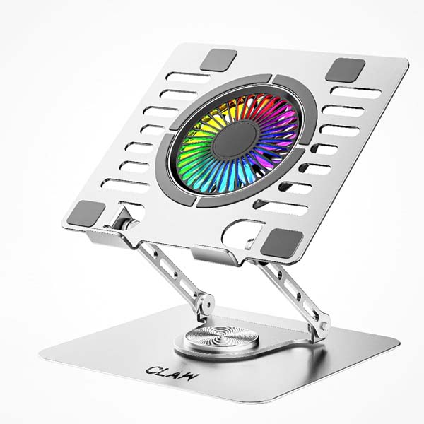 CLAW Lift Max X16 Laptop Stand with RGB Cooling Fan (Silver)