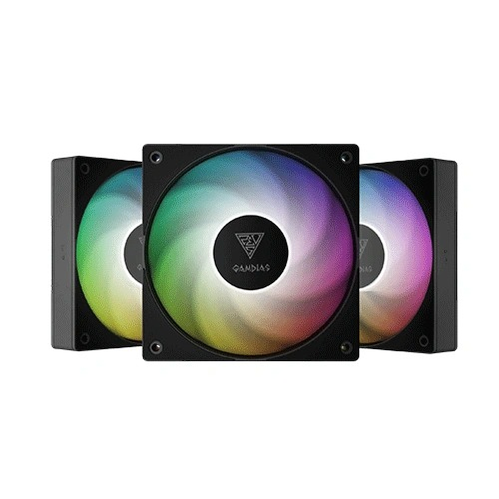 GAMDIAS NOTUS M1-1203 ARGB 120mm PWM Case Fan Triple Pack (400–1600 RPM, 57.56 CFM, Hydraulic Bearing, Swappable Forward/Reverse Blades)