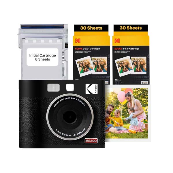 Kodak Mini Shot 3 ERA 2-in-1 Instant Camera and Photo Printer (3×3) (Camera + 68 Sheets) Black
