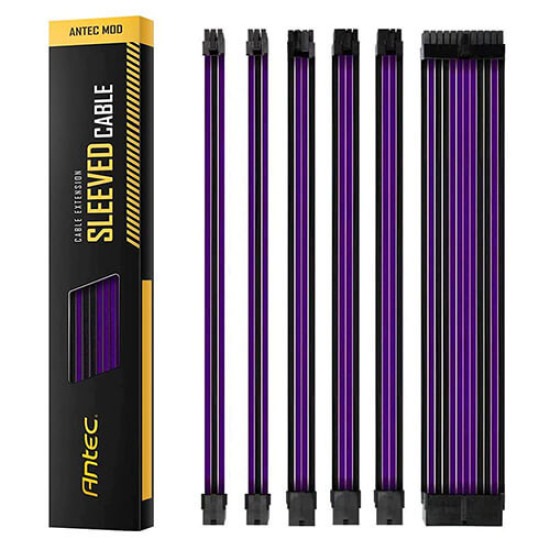 Antec Sleeved Extension Cable Kit – Purple-Black (PSUSCB30-205-P-B)